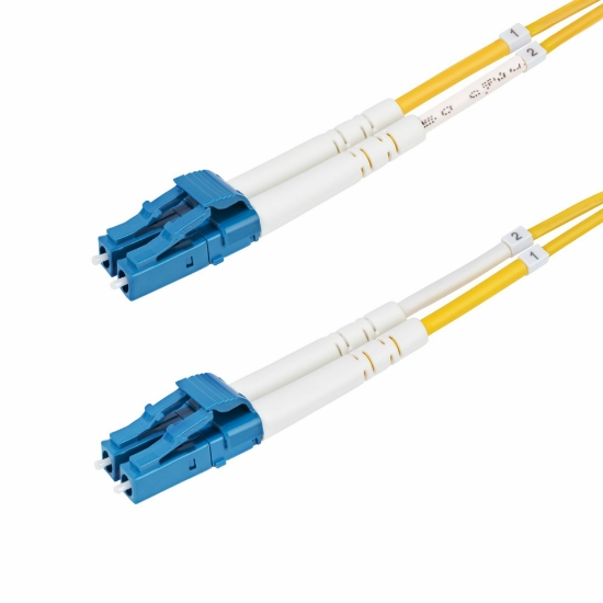 Picture of StarTech.com 10m (32.8ft) LC to LC (UPC) OS2 Single Mode Duplex Fiber Optic Cable, 9/125µm, 100G, Bend Insensitive, Low Insertion Loss - LSZH Fiber Jumper Cord