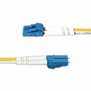 Picture of StarTech.com 10m (32.8ft) LC to LC (UPC) OS2 Single Mode Duplex Fiber Optic Cable, 9/125µm, 100G, Bend Insensitive, Low Insertion Loss - LSZH Fiber Jumper Cord
