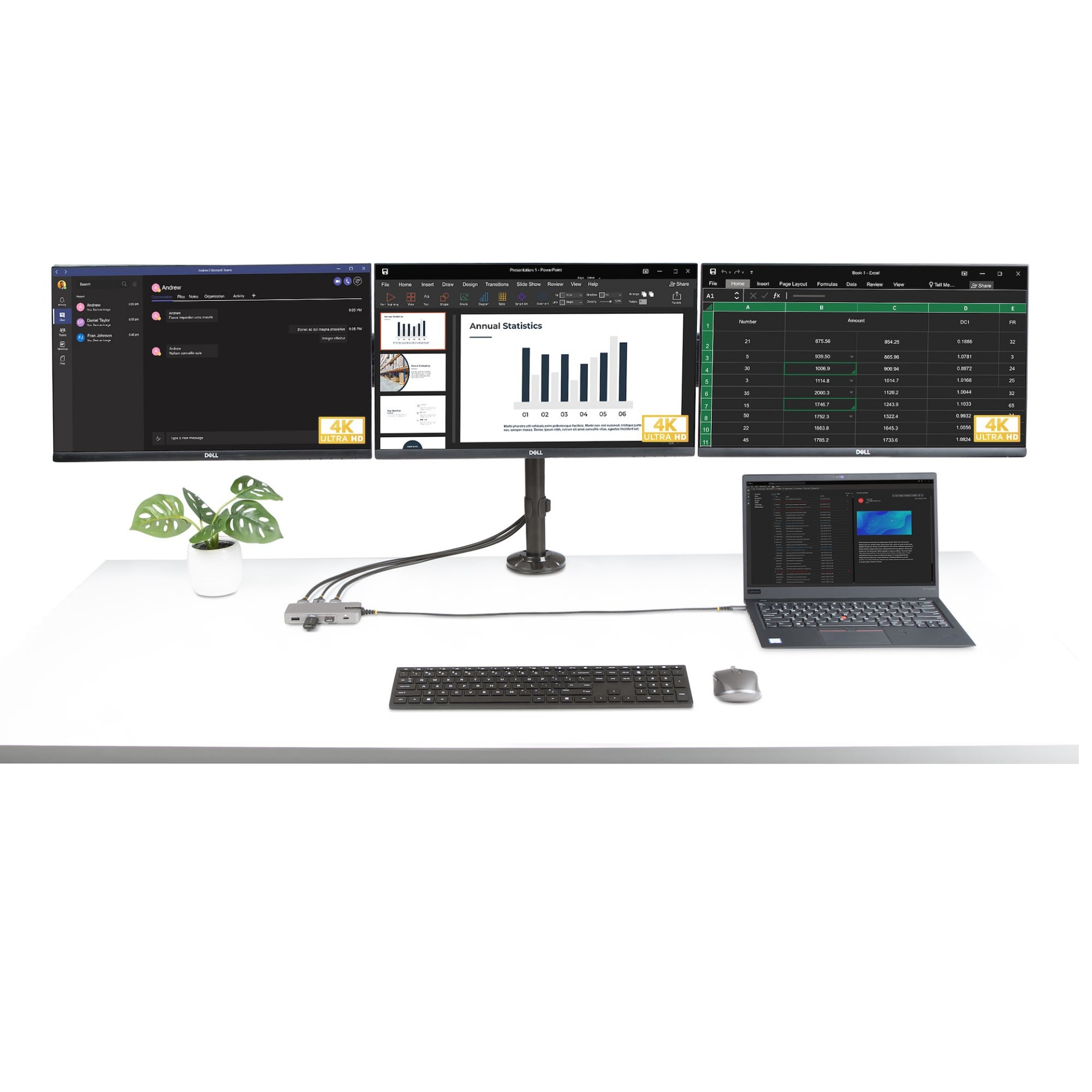 StarTech.com USB-C Triple Monitor Multiport Adapter, Dual 4K 60Hz + 4K ...