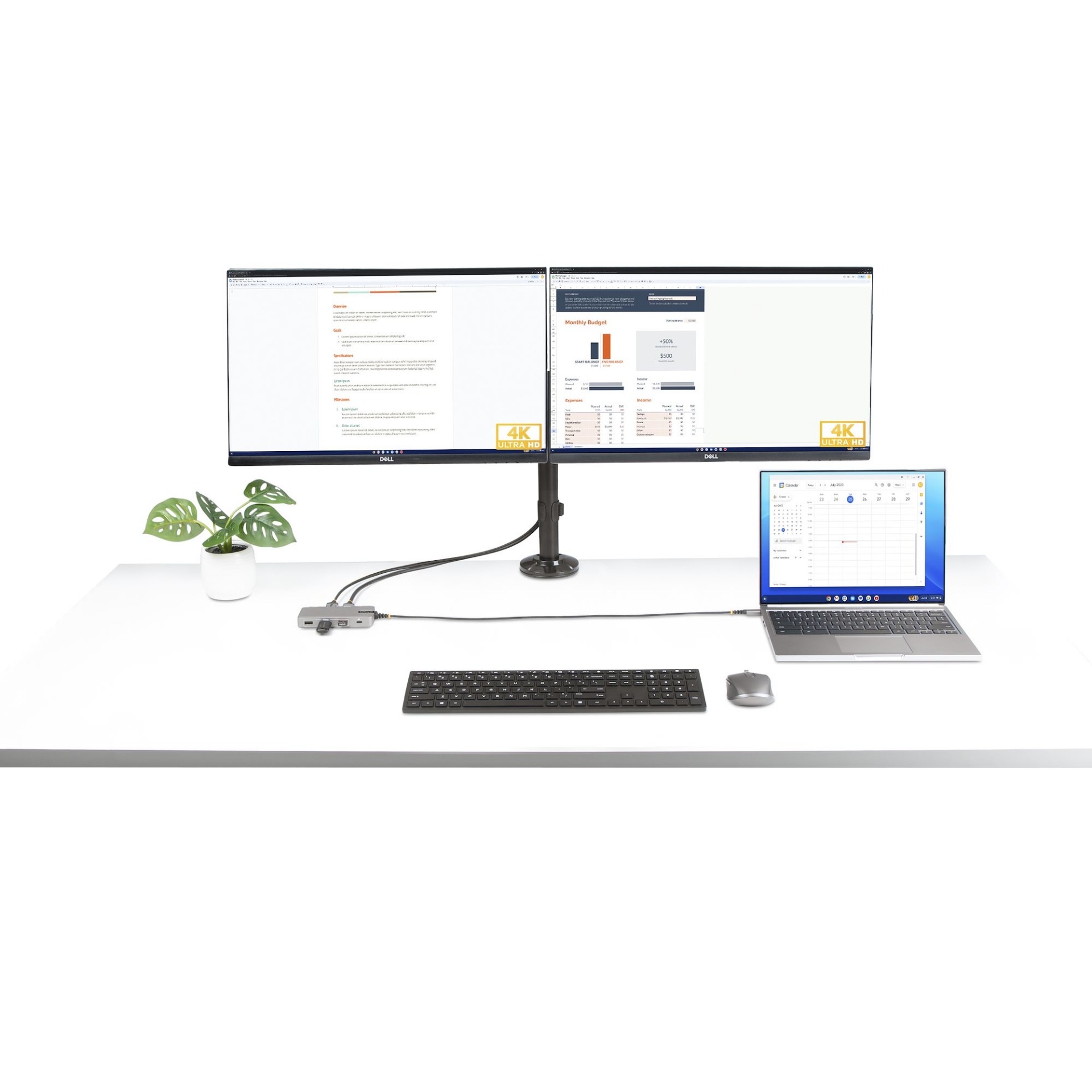 StarTech.com USB-C Triple Monitor Multiport Adapter, Dual 4K 60Hz + 4K ...