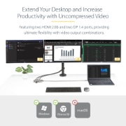 Picture of StarTech.com USB-C Triple Monitor Multiport Adapter, Dual 4K 60Hz + 4K 30Hz HDMI & DisplayPort, 3-Port USB 10Gbps Hub, 100W PD Pass-Through, GbE, Travel Dock, Windows & ChromeOS