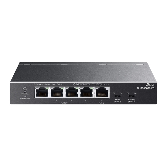 Picture of TP-Link TL-SG1005P-PD network switch Gigabit Ethernet (10/100/1000) Power over Ethernet (PoE) Black