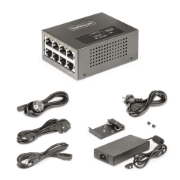 Picture of StarTech.com 4-Port Multi-Gigabit PoE++ Injector, 5/2.5/1G Ethernet (NBASE-T), PoE/PoE+/PoE++ (802.3af/802.3at/802.3bt), 160Watts Power Budget, Wall/DIN Rail Mountable, Unmanaged