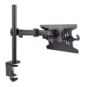 Picture of StarTech.com Laptop Desk Mount - Monitor and Laptop Mount - Displays up to 34in (8kg/17.6lb) & Laptops (4.5kg/9.9lb) - Articulating VESA Laptop Tray Arm - Clamp / Grommet Mount
