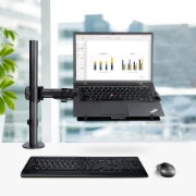 Picture of StarTech.com Laptop Desk Mount - Monitor and Laptop Mount - Displays up to 34in (8kg/17.6lb) & Laptops (4.5kg/9.9lb) - Articulating VESA Laptop Tray Arm - Clamp / Grommet Mount