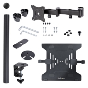 Picture of StarTech.com Laptop Desk Mount - Monitor and Laptop Mount - Displays up to 34in (8kg/17.6lb) & Laptops (4.5kg/9.9lb) - Articulating VESA Laptop Tray Arm - Clamp / Grommet Mount
