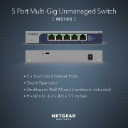 Picture of NETGEAR MS105-100EUS network switch Unmanaged 2.5G Ethernet (100/1000/2500) Power over Ethernet (PoE) 1U