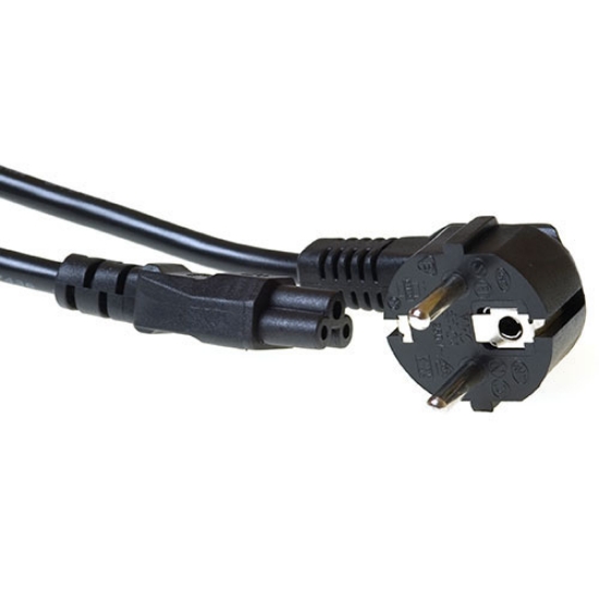 Picture of ACT Powercord mains connector CEE 7/7 male (angled) - C5 black 5 m