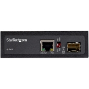Picture of StarTech.com PoE+ Industrial Fiber to Ethernet Media Converter 60W - SFP to RJ45 - Singlemode/Multimode Fiber to Copper Gigabit Ethernet - Compact Size - IP-30/ -40 to +75C