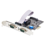 Picture of StarTech.com 2-Port Serial PCIe Card, Dual-Port PCI Express to RS232/RS422/RS485 (DB9) Serial Card, Low-Profile Brackets Incl., 16C1050 UART, Windows/Linux, TAA Compliant - Level-4 ESD Protection