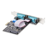 Picture of StarTech.com 2-Port Serial PCIe Card, Dual-Port PCI Express to RS232/RS422/RS485 (DB9) Serial Card, Low-Profile Brackets Incl., 16C1050 UART, Windows/Linux, TAA Compliant - Level-4 ESD Protection