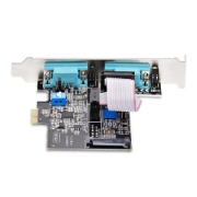 Picture of StarTech.com 2-Port Serial PCIe Card, Dual-Port PCI Express to RS232/RS422/RS485 (DB9) Serial Card, Low-Profile Brackets Incl., 16C1050 UART, Windows/Linux, TAA Compliant - Level-4 ESD Protection