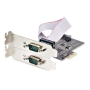 Picture of StarTech.com 2-Port Serial PCIe Card, Dual-Port PCI Express to RS232/RS422/RS485 (DB9) Serial Card, Low-Profile Brackets Incl., 16C1050 UART, Windows/Linux, TAA Compliant - Level-4 ESD Protection