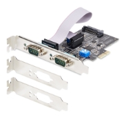 Picture of StarTech.com 2-Port Serial PCIe Card, Dual-Port PCI Express to RS232/RS422/RS485 (DB9) Serial Card, Low-Profile Brackets Incl., 16C1050 UART, Windows/Linux, TAA Compliant - Level-4 ESD Protection