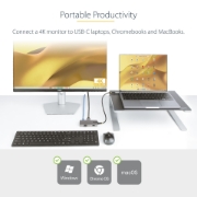 Picture of StarTech.com USB-C Multiport Adapter - 4K 60Hz HDMI - HDR - 2-Port 5Gbps USB 3.0 Hub - 100W Power Delivery Pass-Through - GbE - Works with Chromebook certified - Windows/macOS