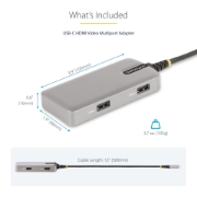 Picture of StarTech.com USB-C Multiport Adapter - 4K 60Hz HDMI - HDR - 2-Port 5Gbps USB 3.0 Hub - 100W Power Delivery Pass-Through - GbE - Works with Chromebook certified - Windows/macOS