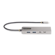 Picture of StarTech.com 3-Port USB-C Hub with 2.5 Gbps Ethernet and 100W Power Delivery Pass-Through Port, USB 3.2 10Gbps, 2x USB-A/1x USB-C, Portable USB Type-C Adapter Hub