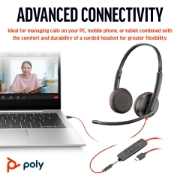 Picture of POLY Blackwire 3225 Stereo USB-C Headset +3.5mm Plug +USB-C/A Adapter (Bulk)