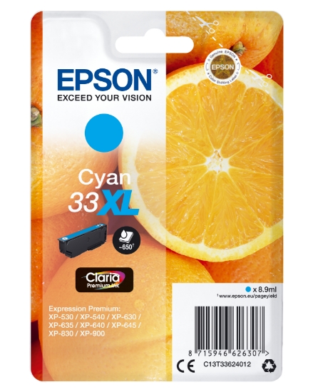 Picture of Epson Oranges Singlepack Cyan 33XL Claria Premium Ink