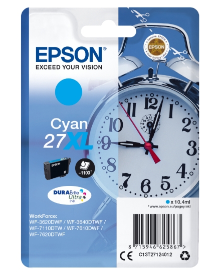 Picture of Epson Alarm clock Singlepack Cyan 27XL DURABrite Ultra Ink