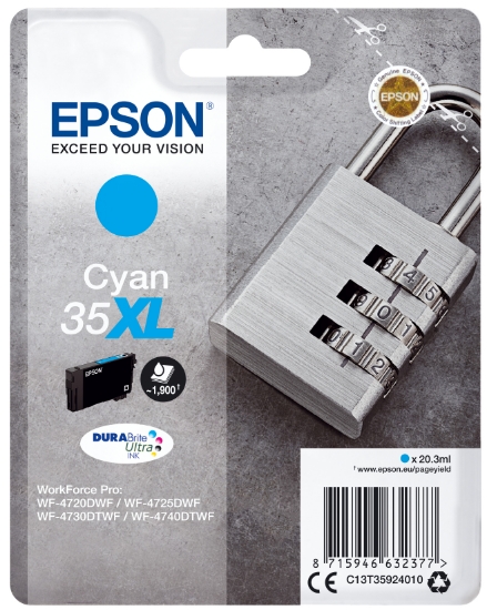 Picture of Epson Padlock Singlepack Cyan 35XL DURABrite Ultra Ink