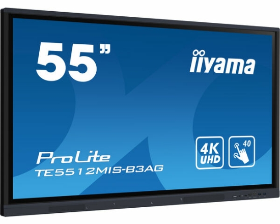 Picture of iiyama TE5512MIS-B3AG Signage Display Kiosk design 139.7 cm (55") LCD Wi-Fi 400 cd/m² 4K Ultra HD Black Touchscreen Built-in processor Android 11 18/7