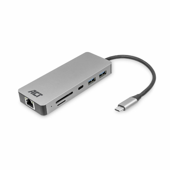 Picture of ACT USB-C 4K docking station for 1 HDMI monitor, Ethernet, USB-C, USB-A, card reader and PD pass-through