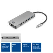 Picture of ACT USB-C 4K docking station for 1 HDMI monitor, Ethernet, USB-C, USB-A, card reader and PD pass-through