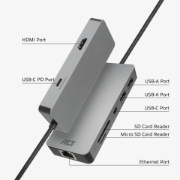 Picture of ACT USB-C 4K docking station for 1 HDMI monitor, Ethernet, USB-C, USB-A, card reader and PD pass-through