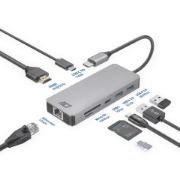 Picture of ACT USB-C 4K docking station for 1 HDMI monitor, Ethernet, USB-C, USB-A, card reader and PD pass-through