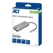 Picture of ACT USB-C 4K docking station for 1 HDMI monitor, Ethernet, USB-C, USB-A, card reader and PD pass-through