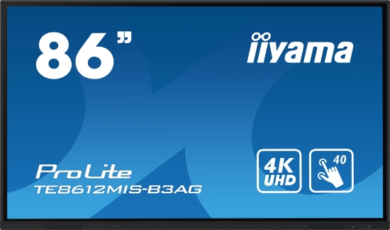Picture of iiyama TE8612MIS-B3AG Signage Display Kiosk design 2.18 m (86") LCD Wi-Fi 400 cd/m² 4K Ultra HD Black Touchscreen Built-in processor Android 11 24/7