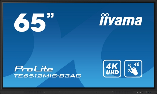 Picture of iiyama TE6512MIS-B3AG Signage Display Kiosk design 165.1 cm (65") LCD Wi-Fi 400 cd/m² 4K Ultra HD Black Touchscreen Built-in processor Android 11 24/7