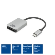 Picture of ACT USB-C card reader for SD and micro SD, SD 4.0 UHS-II