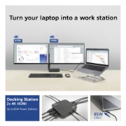 Picture of ACT USB-C Docking Station 4K, for 2 HDMI monitors, DisplayLink, compact model