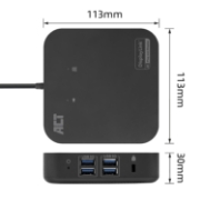 Picture of ACT USB-C Docking Station 4K, for 2 HDMI monitors, DisplayLink, compact model