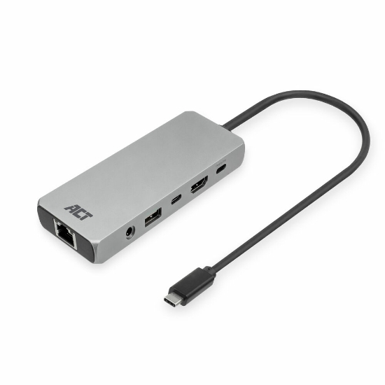 Picture of ACT USB-C 4K / 8K 30Hz docking station for 1 HDMI monitor, 2.5 Gigabit ethernet, USB-C 10Gbps, USB-A 10Gbps, 3.5mm audio, PD pass-through