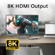 Picture of ACT USB-C 4K / 8K 30Hz docking station for 1 HDMI monitor, 2.5 Gigabit ethernet, USB-C 10Gbps, USB-A 10Gbps, 3.5mm audio, PD pass-through