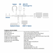 Picture of ACT USB-C 4K / 8K 30Hz docking station for 1 HDMI monitor, 2.5 Gigabit ethernet, USB-C 10Gbps, USB-A 10Gbps, 3.5mm audio, PD pass-through
