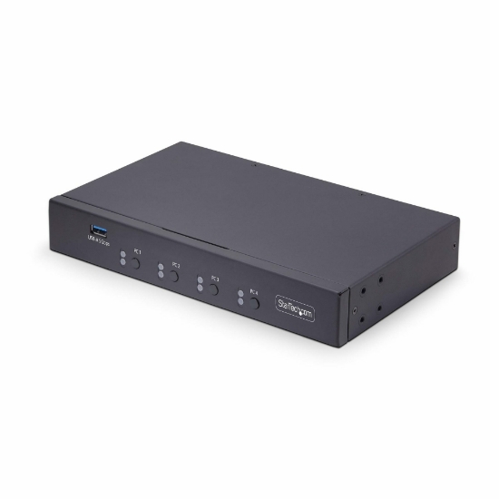 Picture of StarTech.com 4-Port KM Switch with Mouse Switching, USB Switch for Keyboard/Mouse, 3.5mm/USB Audio, Peripheral Sharing for 4 Computers, TAA Compliant