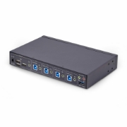 Picture of StarTech.com 4-Port KM Switch with Mouse Switching, USB Switch for Keyboard/Mouse, 3.5mm/USB Audio, Peripheral Sharing for 4 Computers, TAA Compliant