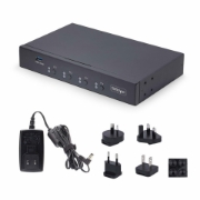 Picture of StarTech.com 4-Port KM Switch with Mouse Switching, USB Switch for Keyboard/Mouse, 3.5mm/USB Audio, Peripheral Sharing for 4 Computers, TAA Compliant