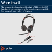 Picture of POLY Blackwire 5220 Stereo USB-C Headset +3.5mm Plug +USB-C/A Adapter (Bulk)
