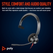 Picture of POLY Blackwire 3310 Monaural Microsoft Teams Certified USB-C Headset +USB-C/A Adapter