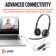 Picture of POLY Blackwire 3220 Stereo USB-C Headset +USB-C/A Adapter