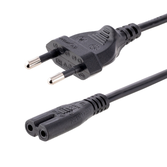 Picture of StarTech.com 1m (3ft) Laptop Power Cord, EU Plug to C7, 2.5A 250V, 18AWG, Laptop Replacement Cord, Printer Power Cable, Laptop Charger Cord, Laptop Power Brick Cord - UL Listed