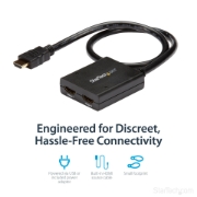 Picture of StarTech.com 4K HDMI 2-Port Video Splitter – 1x2 HDMI Splitter – Powered by USB or Power Adapter – 4K 30Hz
