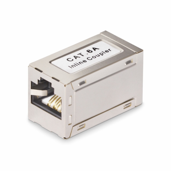 Picture of StarTech.com Shielded RJ45 Coupler, Inline Cat6a Coupler, Female to Female (F/F) T568B Pinout, Shielded Ethernet Cable Extension