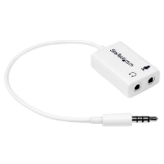 Picture of StarTech.com White headset adapter for headsets with separate headphone / microphone plugs - 3.5mm 4 position to 2x 3 position 3.5mm M/F