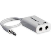 Picture of StarTech.com White headset adapter for headsets with separate headphone / microphone plugs - 3.5mm 4 position to 2x 3 position 3.5mm M/F